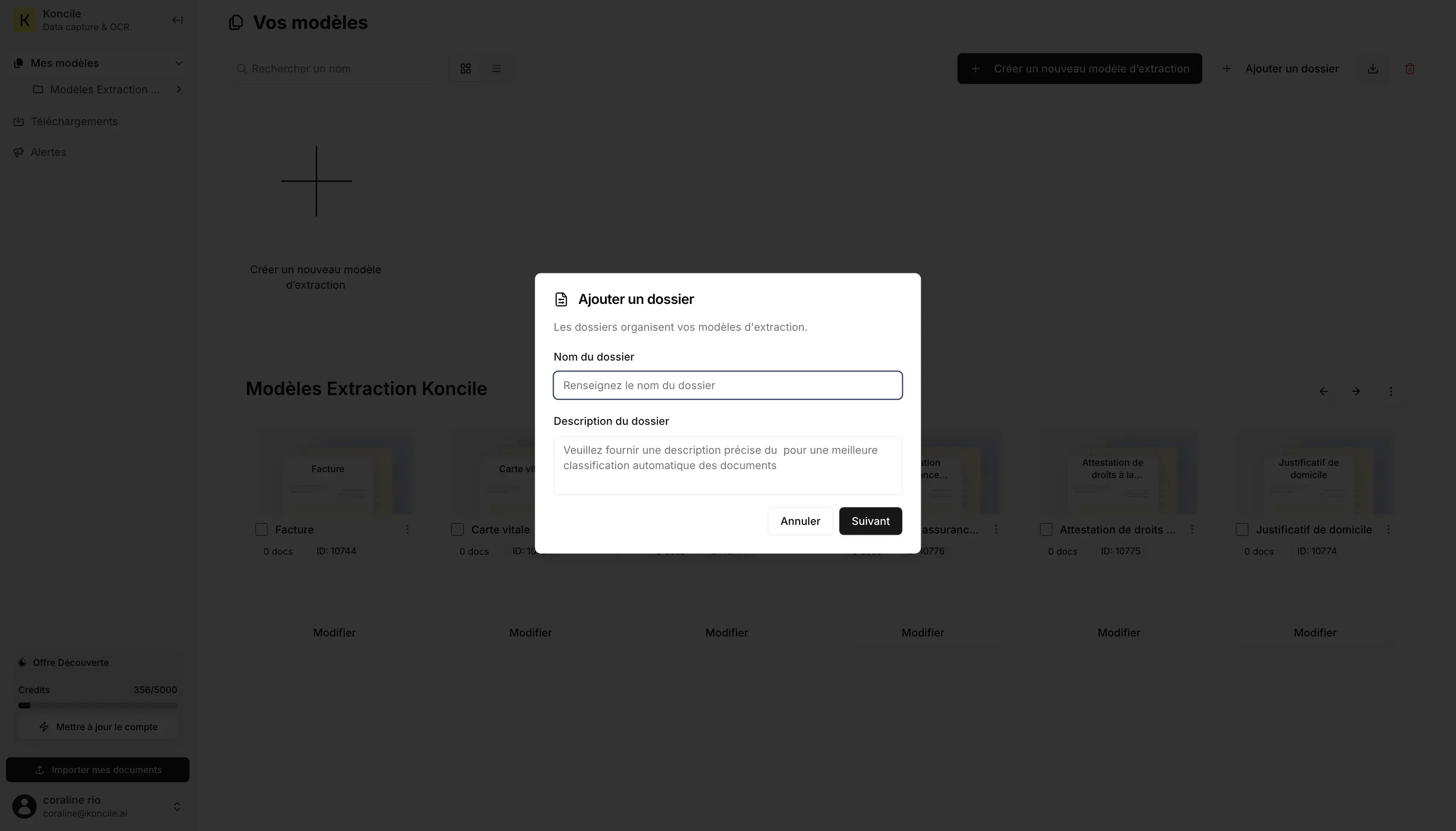 Fonctionnalité Koncile auto-classification
