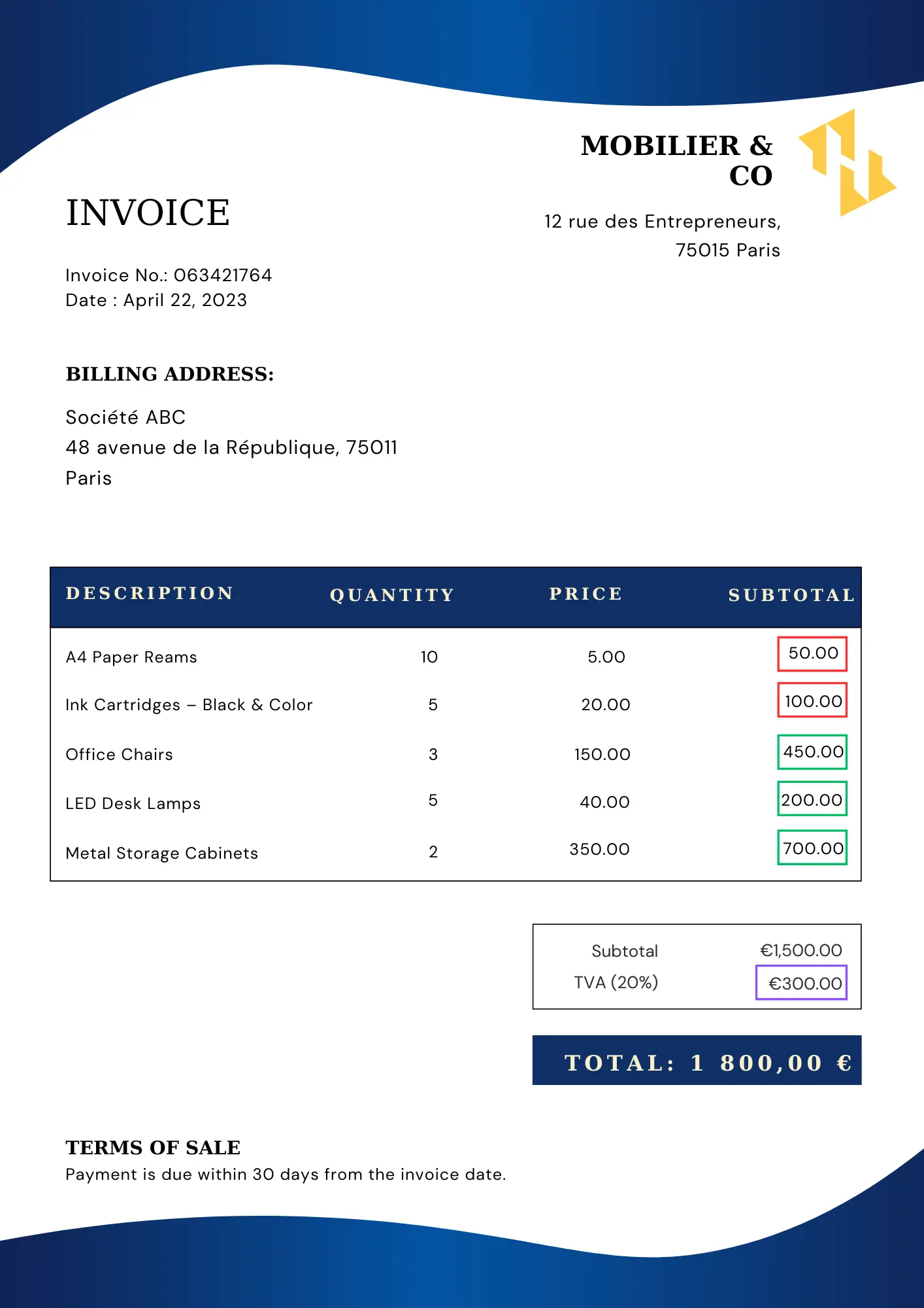 OCR invoice example