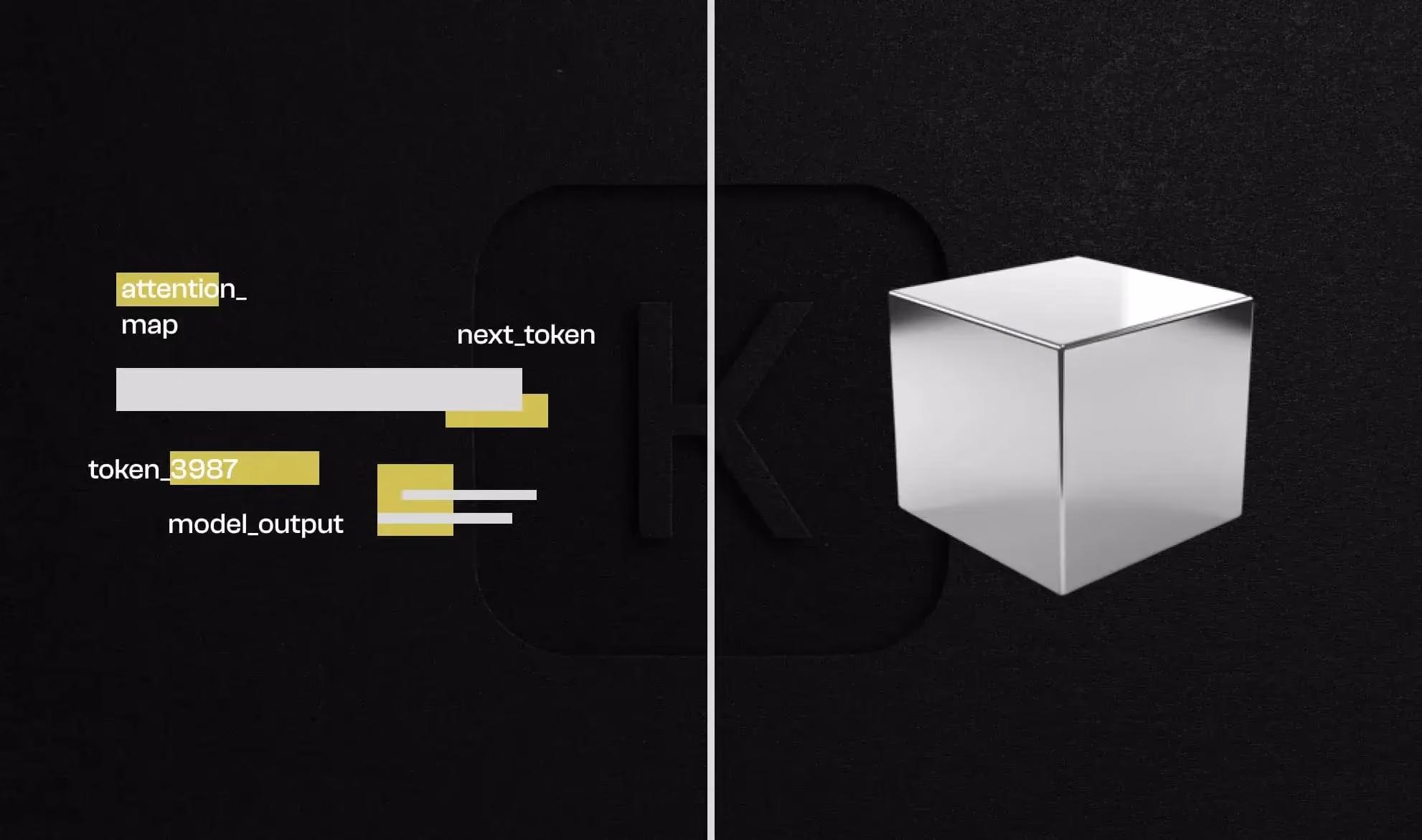  Illustration conceptuelle opposant une intelligence artificielle basée sur la génération textuelle et les tokens à une approche fondée sur la perception du monde réel et des représentations spatiales.