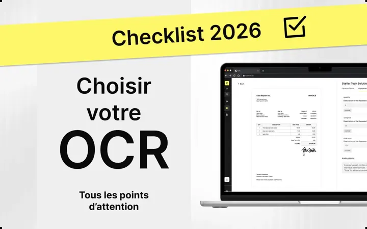 Ordinateur présentant l'application Koncile et texte "Choisir son OCR"